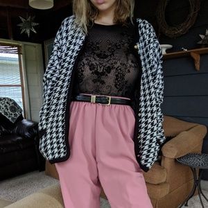 Black and white houndstooth sweater